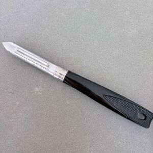 Vintage EKCO USA Stainless Steel Peeler Corer Black Plastic Handle Kitchen Tool